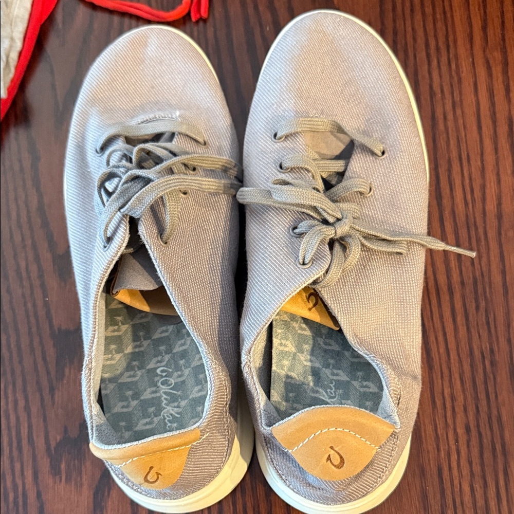 Olukai only worn a couple times Casual Gray Lace-Up Sneakers/slide in also 8.5